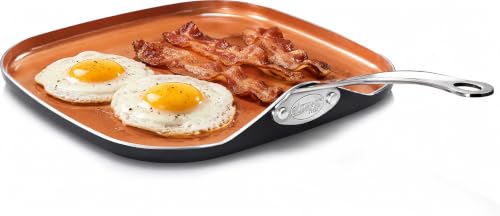 GOTHAM STEEL 10.5 Inch Ceramic Nonstick Square Griddle Pan for Stove Top,