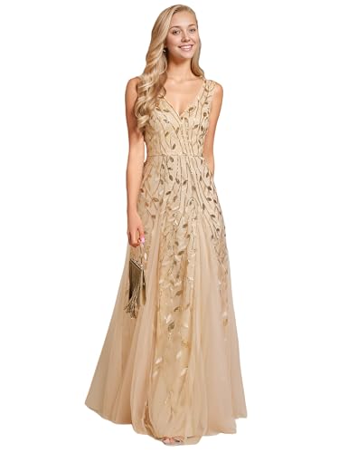 Ever-Pretty Women's Sequin Sleeveless V-Neck Formal Dresses Sexy Empire Waist Evening Gown Prom...