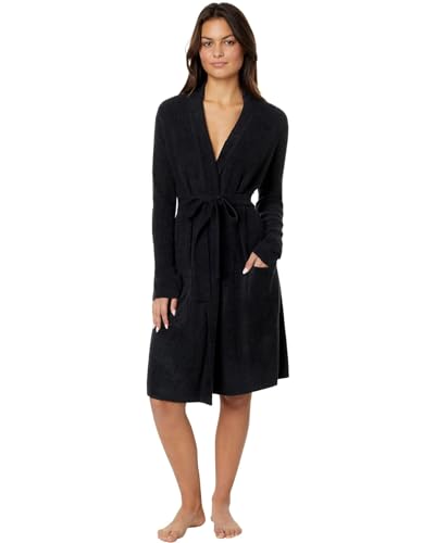 Barefoot Dreams Damen CozyChic Lite Ribbed Robe Bademantel, Schwarz, Small-Medium