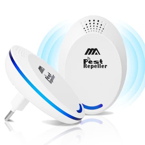 Ahuyentador de mosquitos ultrafino Mosquitos Control de Plagas para Las Moscas, Cucarachas, Arañas, Hormigas, Ratas y Ratones, Insectos Antimosquitos Eléctrico Extra Fuerte para Interiores (2 Packs) Cover