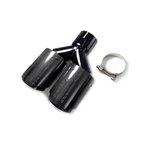 Cola de escape doble en Y con acabado de acero inoxidable brillante y entrada de 57mm