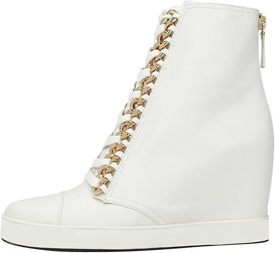 Boots for women, Women Wedge Heel Platform Ankle Boots Chain Lace-up Chunky Combat Booties Round Toe Pumps Zipper Fashion Sneakers Size 4-16 US