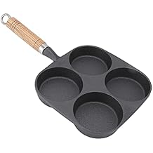 Egg Frying Pan, Cast Iron Cooking Utensils 4 Cup Egg Frying Pan Easy for Burgers for Pancakes for Breakfast