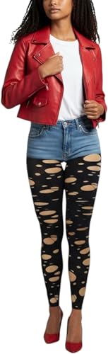 Image of ToBeInStyle Women's Slashed Ripped Shredded Distressed Hosiery Tights Leggings Music Festival