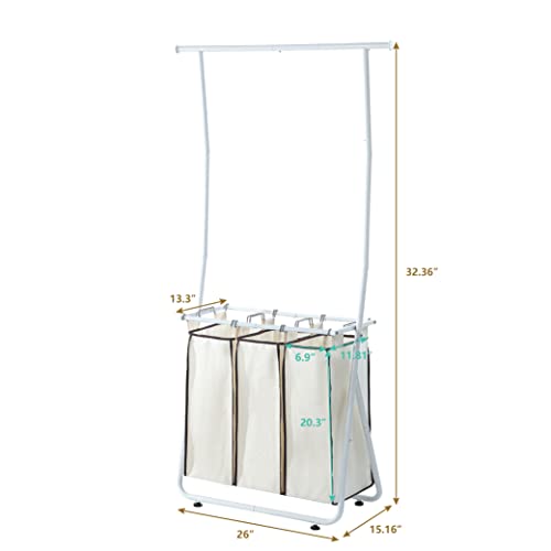 Sunnypoint Classic Compact Laundry Sorter With Hanging Bar (Compact, White) #TOP5