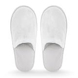 INTERCABO Pack 70 pares zapatillas de baño blancas con suela antideslizante - tejido algodón y poliéster - par embolsado higiénico - para hotel, spa, hostelería y alojamientos