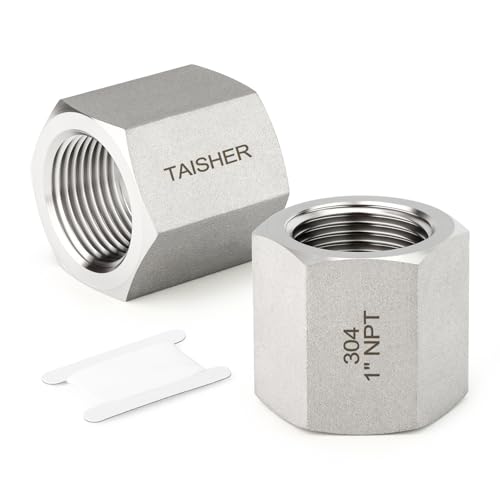 TAISHER 2PCS Forging of 304 SS Hex Coupling,1" NPT Female Pipe Fitting