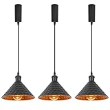 Kiven H-Type Track Lighting, 3-Light Modern Halo Track Pendant Light with Built-in Cable Wrapper, H Track...