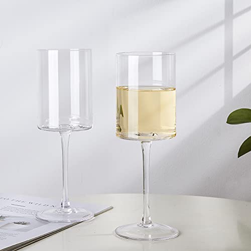 Red Or White Wine Glasses 15Oz Hand Blown Premium Crystal Square Wine Glass Set Of 4 Unique Large Wine Glasses Long Stem For Men Or Women Wedding, Anniversary, Christmas #TOP4