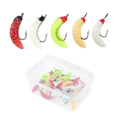 OriGlam 30 esche morbide a forma di verme, in silicone per pesci