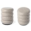 Glitzhome set of 2 modern storage ottoman leatherette accent footrest ottoman upholstered round vanity foot stool with removable lid for couch sofa makeup room bedroom living room dorm cool gray  urban country home decor