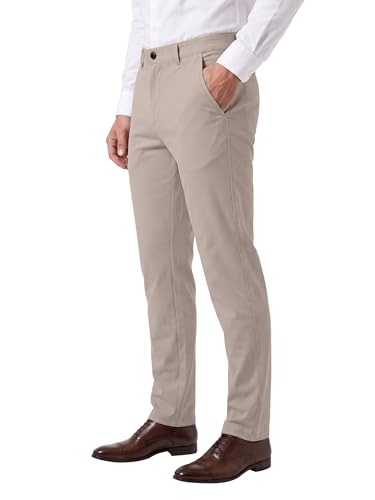 Image of Mehrang Men's Slim Fit Casual Mid Rise, Cotton Blend Trousers, Side Pockets || Classic Slim Fit Chino Pants || Business Casual Dress Trousers