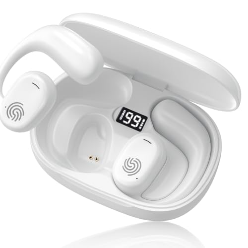 Image of JS272 OWS Open Ear TWS Earbuds | 50 Hrs of Playtime | Bluetooth v5.4 with AI-ENC | Skin Friendly Ear Hook | Environmental Awareness | 45ms Low Latency Gaming | IPX5 Water Resistant (White)
