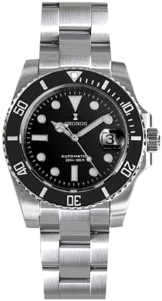 TACTICAL FROG Cronos L6045 40mm Dive Watch 9015 Automatic Movement Men Watches Sapphire Glass Diver 200M, Black Dial