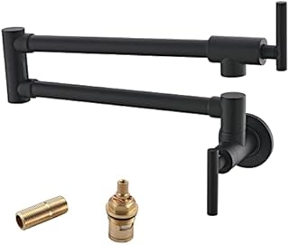 Havin Brass Pot Filler,Wall Mount Commercial Pot Filler Faucet,Brass Copper Material Kitchen Folding Faucet, in Wall Kitchen Faucet,Coffee Machine Faucet(Matte Black)