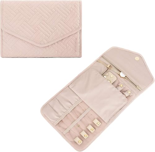 MLUOTALY Travel Jewelry Organizer Wallet, Foldable Jewelry Storage Roll Bag, Waterproof Lightweight Jewelry Case Holder for Journey-Rings, Necklaces, Bracelets, Earrings