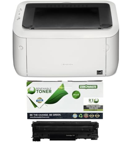 Renewable Toner LBP6030W Wireless MICR Check Printer, Compact Laser Printer, 19 PPM, preinstalled RT CRG-125 3484B001AA MICR Cartridge, Best for Printing Business and Personal Checks