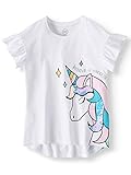 Flippy Sequin Unicorn Short Sleeve Shirt for Girls (X-Large Plus 14/16) White