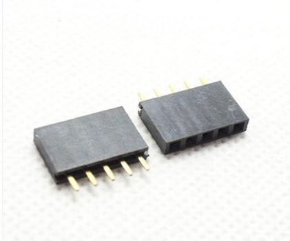 Wiring Connecting Terminals - 1000PCS/lot 2.54mm 1 X 5 Pin Gold-Plated Single Row Straight Female Pin Header ROHS