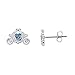 Disney Princess Cinderella Carriage Stud Earrings, Silver Flash Plated Cinderella Earrings Official License