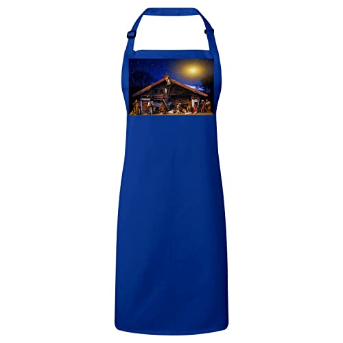 Tablier cuisine de Noël chrétien bleu cadeau idéal pour les amoureux de la Bible