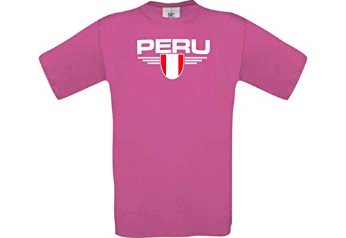 Enfants-Shirt Pérou armoiries pays personnalisé rose en taille 164
