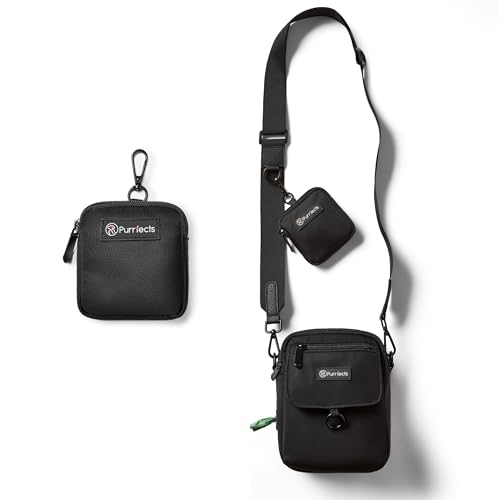 Purrfects Schwarze Hundetasche mit Leckerli-Beutel