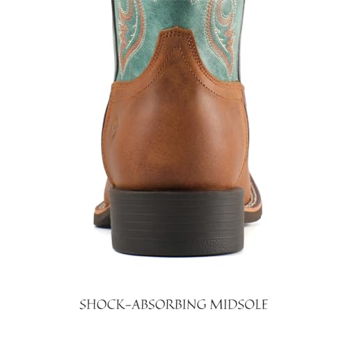 Image of SUREWAY Western Boots For Men - Mens Square Toe Cowboy Boot, Oil /Slip Resistant, Durable Fashionable Classic Pull on 10 Inch Mid-Calf Wellington Boots