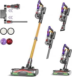 X20 Cordless Vacuum Cleaner with Aromatherapy, 50KPa/550W/70Mins Stick Vacuum, 1.5L Dustbin handheld Vacuum Self-Standing, Rechargeable Battery, Anti-Tangled, LED Display for Pet Hair/Carpet/Floor