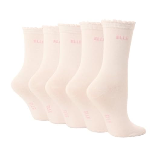 Elle barn/barn flickor vanliga strumpor (5-pack) (skostorlek 9-12 ålder 4-6 år) (vit)