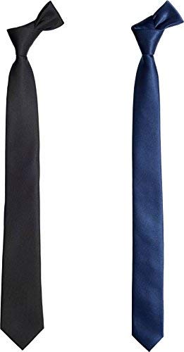 Boy's Skinny Tie/Slim Tie Combo Pack of 2 (Black & Navy Blue)-image-43
