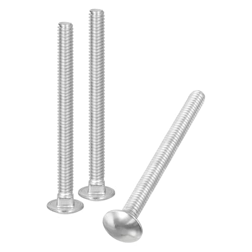Image of uxcell 1 /4-20x3 Carriage Bolt, 50pcs Round Head Square Neck Screws, 304 Stainless Steel, Fully Threaded, Silver
