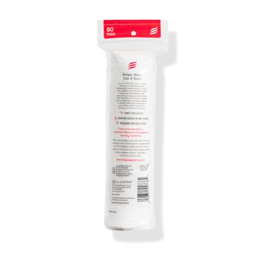 Image of Swisspers Premium Exfoliating Rounds, 2 Distinct Raised Textured Surface, Cotton Facial Pads, 80 Count Re-closable Bag