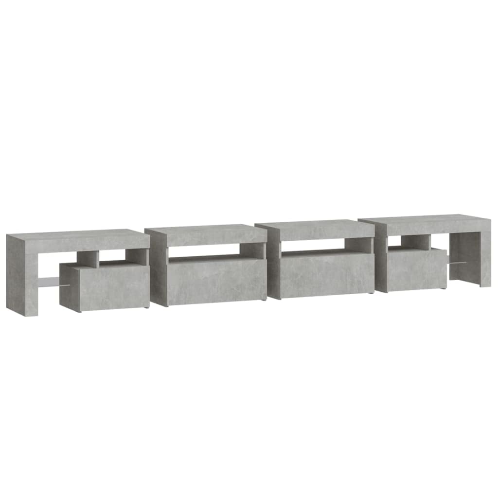 vidaXL Mobile Porta TV con Luci LED Grigio Cemento 260x36,5x40 cm