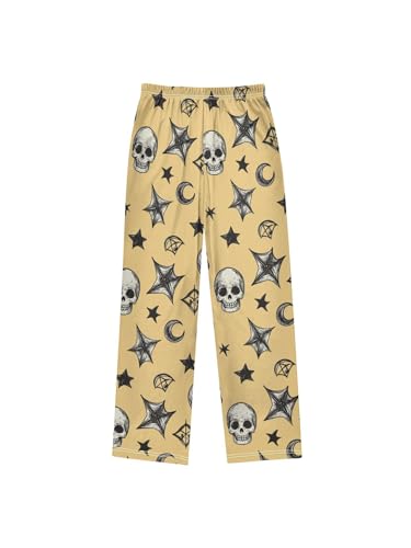 ZZKKO Stars Moon and Cartoon Skull Boys Pants for Kids Jogger Pants with Pockets S2