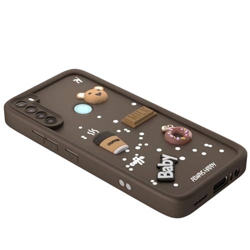 Image of Bintage Ball Bear| Donut| Milk Cake| Baby| Coffee Rubber Case Camera Protection Back Cover Compatible for Redmi Note 8 - Brown