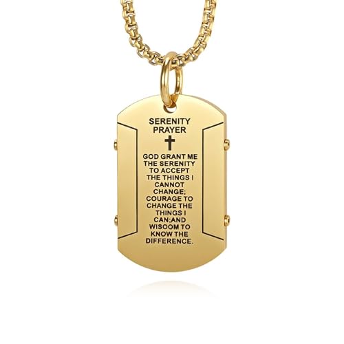 Collier Prière Sérénité homme acier or fini les bijoux fragiles qui noircissent la peau