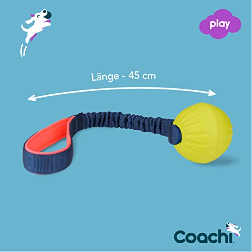 Coachi Tuggi Ball, Robustes Design, leicht, sicher, dehnbarer Bungee-Griff, ideal für alle Hunde & Welpen, Belohnungstraining, Rückruftraining, Unterbinden von Beißen & Kauen. Ideal für Agility.