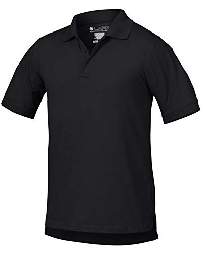 LA Police Gear Operator Tactical Men's Short Sleeve Polo Shirt, Short Sleeve Men's Polo, Antiwrinkle Polo Shirt for Men - Black - Large