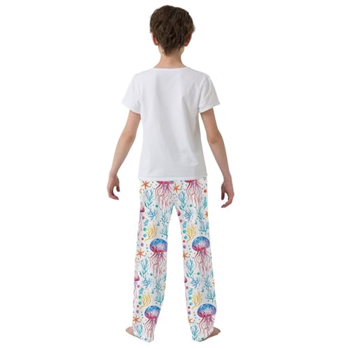 Pajama Bottoms, Pajamas Long Pant Jellyfish Watercolor Lounge Wear Casual Colorful Sleep Pants Soft Pjs Sleepwear3