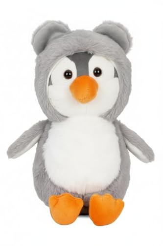 Image of Cute Penguin Soft Toy with Grey Hoodie - 28 cm Premium Plush Stuffed Animal for Kids, Toddlers & Gift - Soft & Huggable Plushie for Boys & Girls