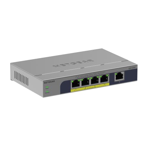 NETGEAR Switch PoE 5 Ports, Non Manageable Switch Ethernet Gigabit GS105P