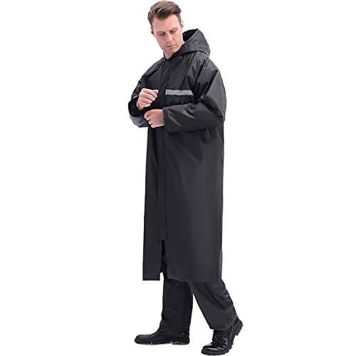 Men's Raincoat Long Black Rain Jacket Hooded Waterproof Emergency Poncho Raincoat Trench Fishing Coat4