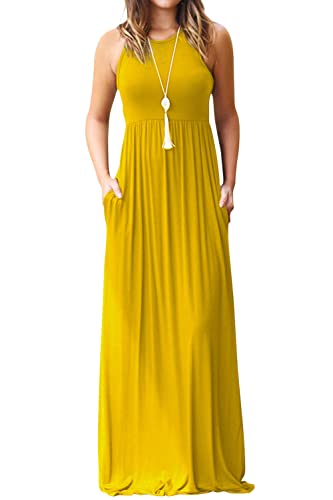 Image of DEARCASE Women's Sleeveless Summer Maxi Dress with Pockets,Beach,Vacation