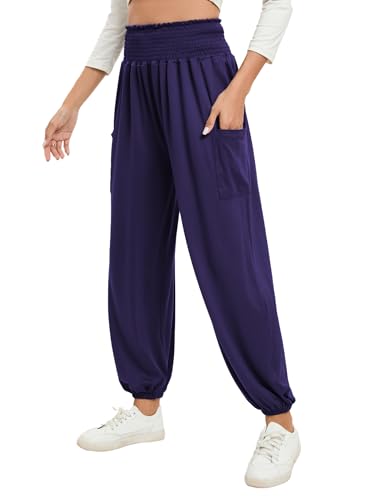 Pantalon de yoga femme taille haute fluide sarouel de sport décontracté S-XXL