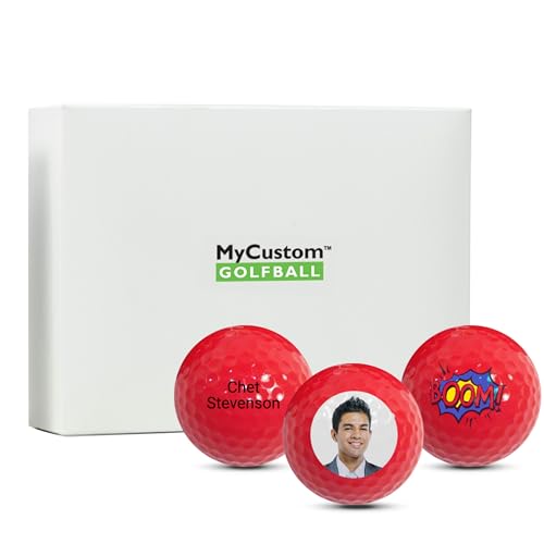 MYCUSTOMGOLFBALL Red Custom Golf Balls - Personalize with a Picture, Text, or Logo - 12 Pack