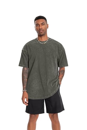 Image of Oversized Tshirts for Men Short Sleeve Vintage Washed Basic Loose Tees 2026