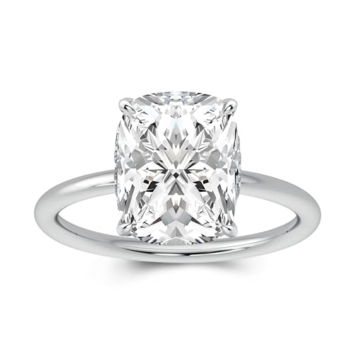 Effinny 3.5ct Elongated Cushion Cut Moissanite Engagement Ring,Genuine D Color VVS1 Clarity,925 Sterling Silver Solitaire Promise Ring for Wedding,Daily,Travel,Party (Silver, 5)