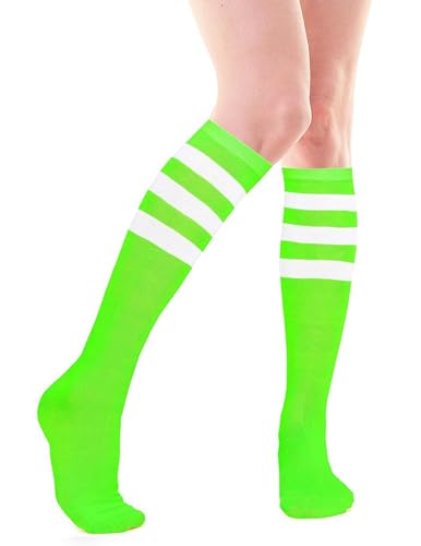 Image of Athletic Knee High Socks Stripe Running Baseball Thigh High Stockings Outdoor Sport Tube Socks