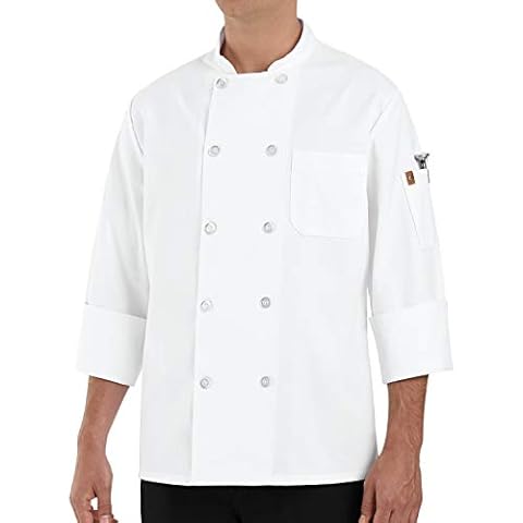 Chef Designs Men's Rk Ten Pearl Button Chef Coat, White, Large Cover